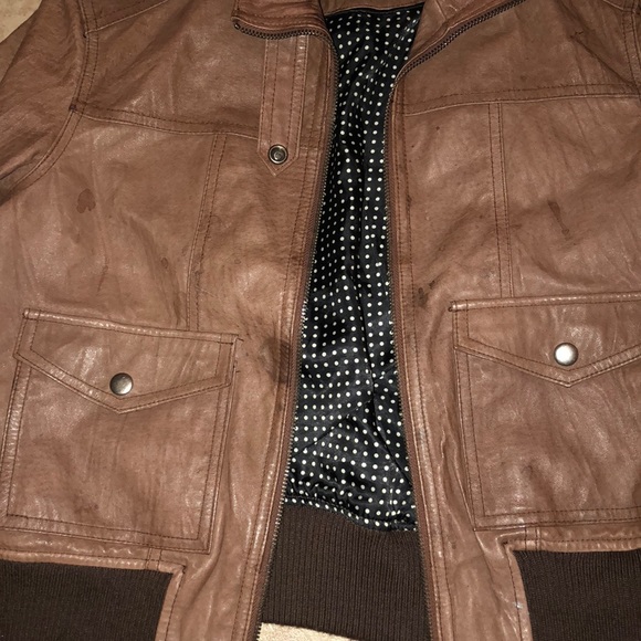 Black rivet Women bomber jacket 100% leather sz M - Picture 3 of 7